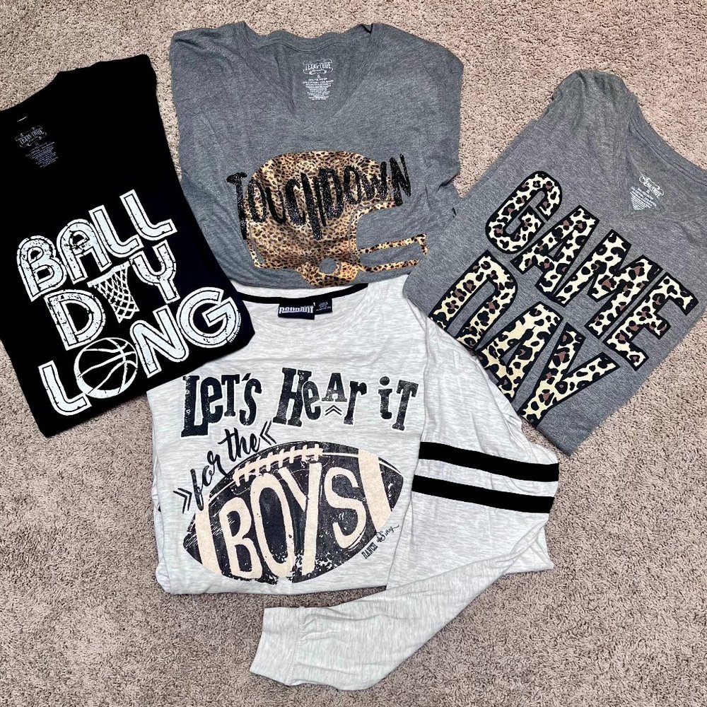 $125 worth of ladies various sports T-shirts 3 short sleeve(XL)1long sleeve (L)